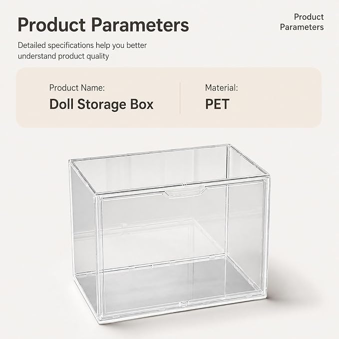 Clear PET Front Opening Doll Storage Boxes, Stackable Dustproof Plush Toy Organizer Bins, Transparent Stuffed Animal Display Case, for Kids Toys Collectibles Home Closet Organization(XX-Large)