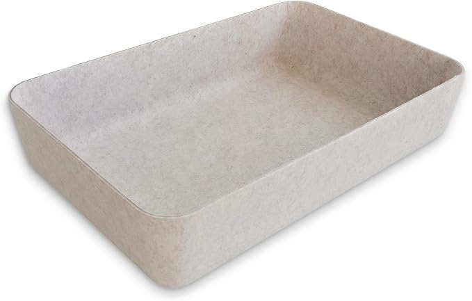 Welaxy Felt Underbed Storage Basket with Removable Lid, Oatmeal Natural Color, Long Shape (Flat Long bin, Oatmeal)