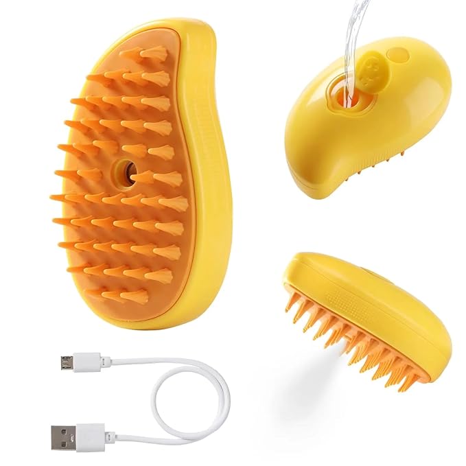 Cat and Dog Grooming Brush, 4.8 x 2.8 inch, Silicone and ABS Plastic, Anti-Slip