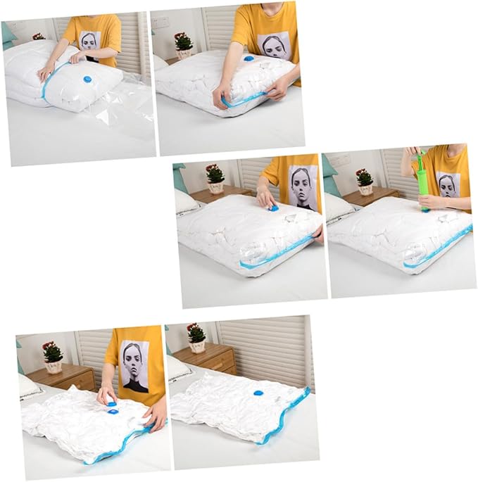 5Pcs Vacuum Storage Bags Space Saver 50x70cm PET and PE | Foldable Organizing Storage, Vacuum Compression for Curtains and Quilts, Room Saving Sealed Packing Set