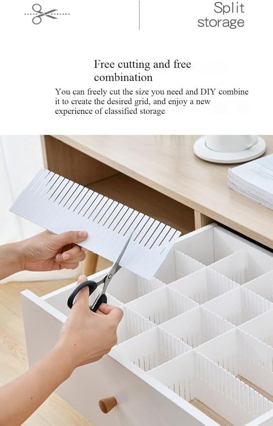 Drawer organizer partition board, suitable for kitchens, bathrooms, bedrooms, and offices