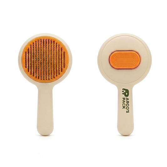 Argo's Pack - Pet Hair Remover Comb for Dogs & Cats, Effective Grooming Shedding Tool, Brush for Indoor Pets with Self-Cleaning Button, Safe Deshedding Tool for Short & Long Hair Pets (Orange)