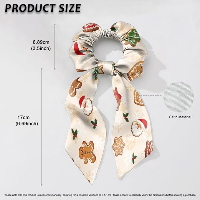 COEQINE Christmas Dog Bandanas Cute Gingerbread Beige Xmas Decor Dog Apparel & Accessories Pet and Owner Matching Outfits with Elastic Hair Tie Organizer Set 2 Pcs for Holiday Costum