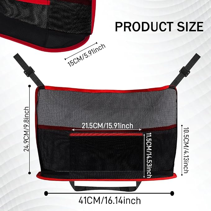 Car Net Pocket Handbag Holder, Organizer Storage Between Front Seats, Large Capacity Auto Seat Back Mesh Pocket Organizer, Car Handbag Holder Between Seats Universal for Most Vehicles (Red)