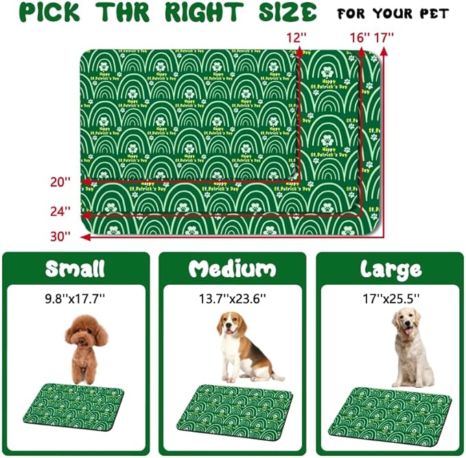St Patrick's Day Dog Food Mats for Floors Waterproof, Cat Water Bowl Mats Pet Feeding Absorbent Placemats 16 * 24 inch