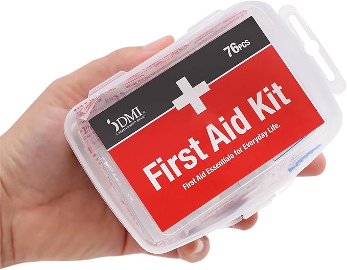 DMI 76-Piece First-Aid Kit, Portable All-Purpose Use for Minor Cuts and Scrapes, Durable Water-Resistant Case, Convenient and Portable for Travel