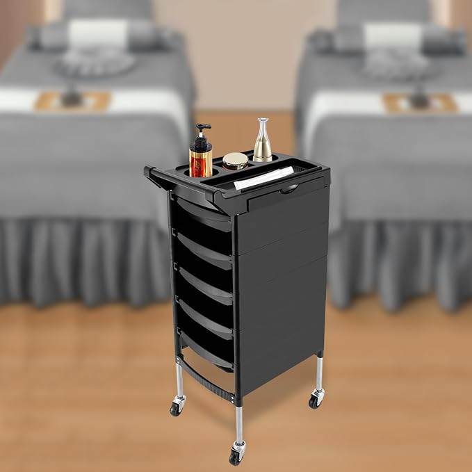 6 Tiers Salon Trolley, 20.5*17.7in Hair Salon Storage Tool Lockable Beauty Storage Organizer Tool Beauty Rolling Trolley Salons Styling Station with Universal Wheels for Beautys Salons Barber Stores