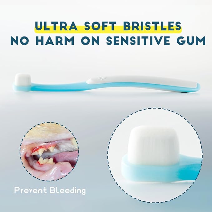 Small Dog Toothbrush, Cat & Puppy Tooth Brushing Kit, Ultra Soft & Mini Head Tooth Brush for Kitten & Tiny Pet, Doggy Toothbrushes Deep Dental Teeth Cleaning, Soft Bristles, 1 PCS - Pink