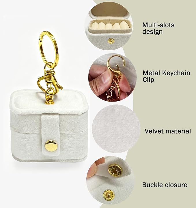 Ring Bearer Pillows for Dog Collar, Velvet Wedding Ring Pillow Box for Pet, Mini Ring Holder Pouch Box, Earrings Storage Box for Proposal Engagement Wedding Ceremony Party (Ivory)