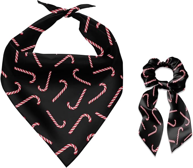 COEQINE Christmas Dog Bandanas Female Dog Bandanas with Elastic Hair Tie for Thick Hair 2 Pack Family Couple Matching Outfits with Dogs Pet Outfit Christmas Costum for Women Me