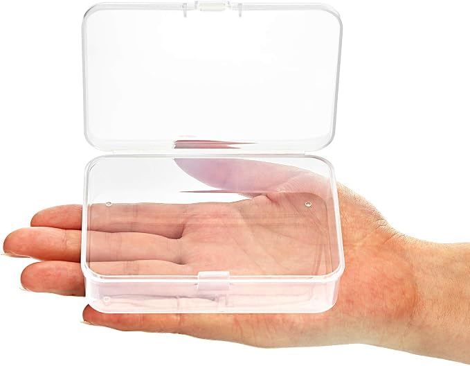 SATINIOR 24 Packs Small Clear Plastic Beads Storage Containers Box with Hinged Lid for Storage of Small Items, Crafts, Jewelry, Hardware (3.7 x 2.5 x 1 in