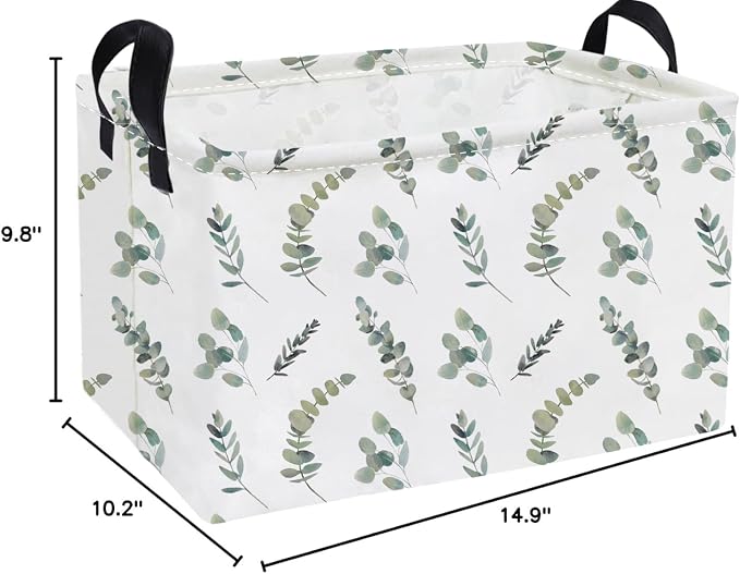 Essme Rectangular Leaves Basket,Kids Storage Bins Organizer with Handles for Girls Room Decor, Gift Basket,Shelf Basket.(Leaves)