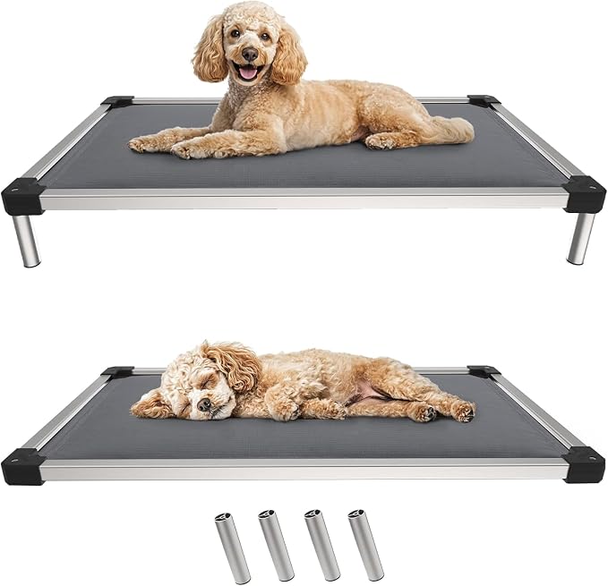 FXW TitanNest Padded Chew-Proof Elevated Dog Bed for Small Dogs | Easy to Clean, Pre-assembly Raised Cot, Indoor/Outdoor/Camping, 35 x 22 x 4.5in