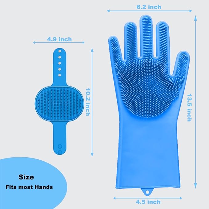 4PCS Pet Grooming Kit for Dogs and Cats, Dog Washing Gloves and Dog Bath Brush, Dog Shower & Shampoo Brush, Dog Scrubber for Bath, Massage and Grooming