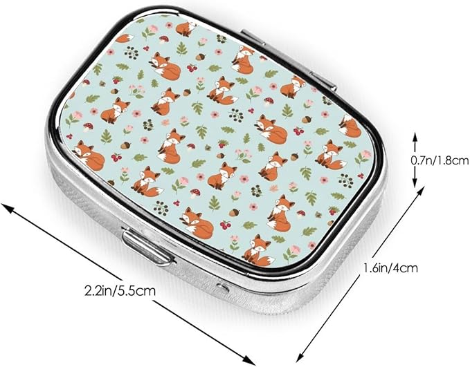 Elderly Pill Organizer Simple AM/PM Box Large-Compartment Medicine Case Arthritis-Friendly, Floral Flowers Mushroom Foxes