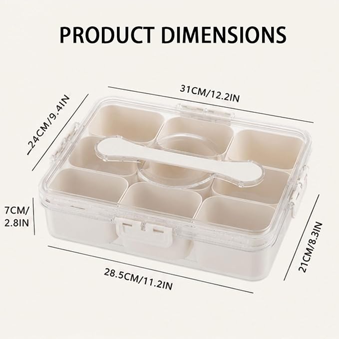 9 Compartment Food Storage Container with Clear Lid for Spices Dry Goods and Snacks Home Organization Dry Food Storage Container