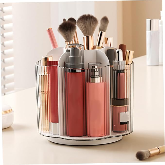 ABOOFAN Rotating Pen Holder Capacity Desktop Storage Organizer for Stationery and Makeup Brushes Stable Design for Home Office Transparent Finish