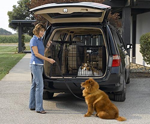 MidWest Homes for Pets Solutions Series Side-by-Side SUV Dog Crate, Double Door Folding Metal Cage Designed to Fit in SUVs & Vans, for Dogs up to 70 Lbs