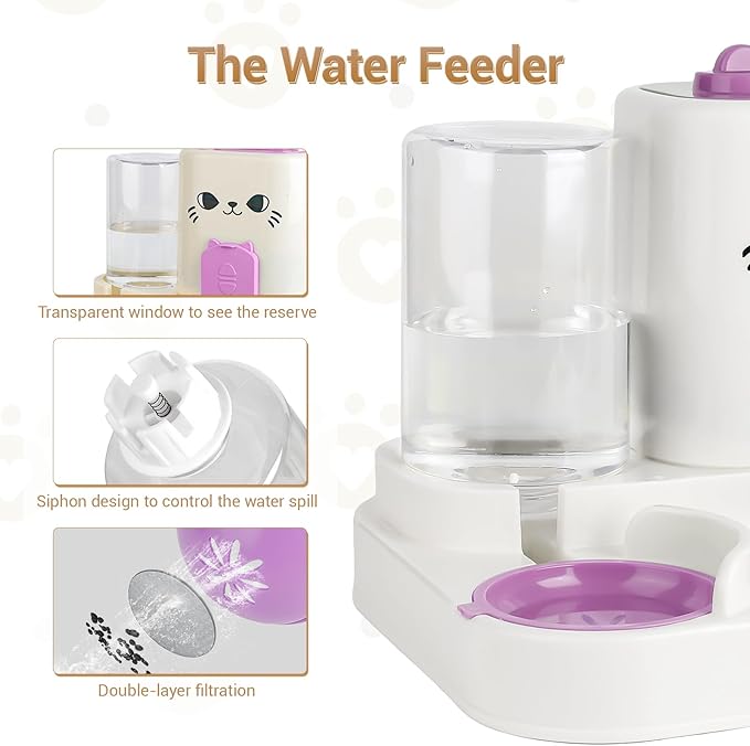Gravity Pet Feeder Water Dispenser Combo for Cats & Dogs – 2-in-1 Automatic Food & Water Station, Large Capacity, Non-Slip Base, Easy to Clean, Travel Ready (red)