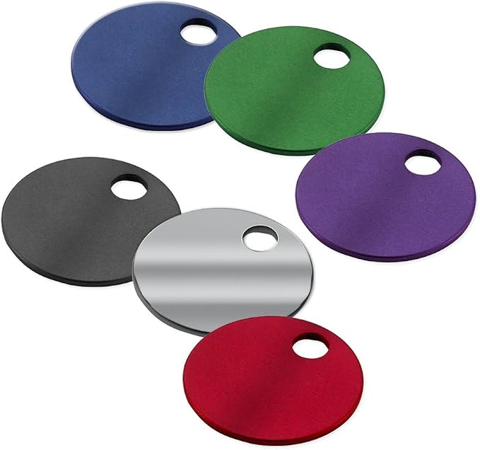 Lucky Line 1-1/4" Round Aluminum Tags, 1 Hole in Assorted Colors, 20/PK (2560020)