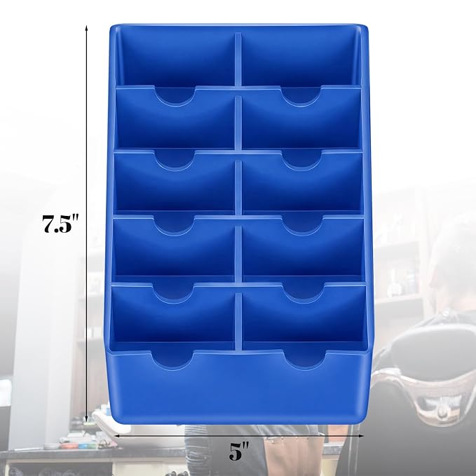 1 Pack Blue Clipper Blade Holder 10 Slot Clipper Razor Blade Rack Storage Tray Caddy Grooming and Barber Holder Organizer Case and Stylist Station Accessories