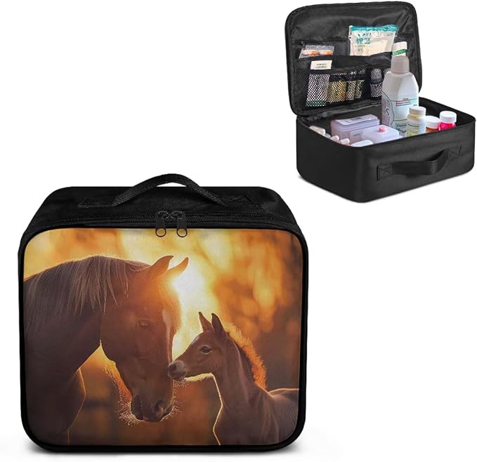 Rnyleeg Sunset Horse First Aid Kit for Home First Aid Bag Empty Emergency Medical Kit Portable Basic Outdoor Essentials Survival Kit
