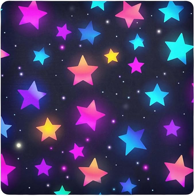 JIPONI Neon Stars Makeup Bag, Self-Adhesive Magic Wrap Cloth, Portable Cosmetic Organizer, Camera Lens Protector, Travel Storage for Beauty Essentials, 13.8"x13.8"