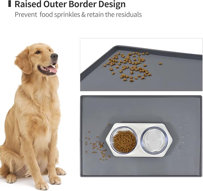 Silicone Dog Food Mat Waterproof Pet Feeding Tray for Large Dogs