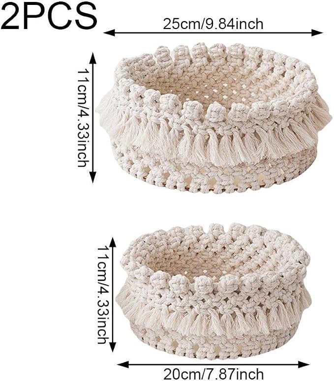 Cotton Rope Woven Baskets Decorative Storage Basket for Organizing, Small Basket for Cat/Dog Toy Bin, Bathroom Shelves