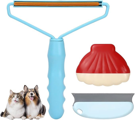 Pet Hair Removal Tool: 3 Pack Cat Dog Hair Removal, Reusable Lint Shaver Cleaner Portable Fur Remover Tool Carpet Scraper, Washable Lint Roller, Brush for Clothes, Car Mats, Couch, Pet Bed, Furniture