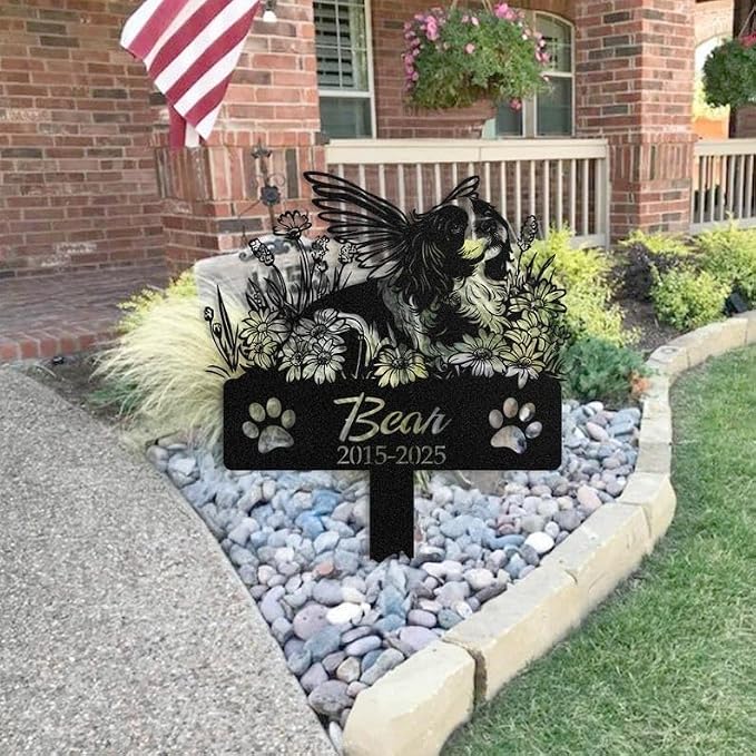 Custom Angel Cavalier King Charles Spaniel Memorial Stake, Dog Tribute | Pet Memorial Gifts for Dogs, Grave Marker, Grave Decorations for Cemetery, Dog Dad Gifts, Back Yard, Garden Decor