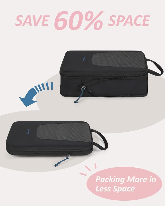 Bagsmart Compression Packing Cubes, Travel Bag Cruise Ship Essentials | Lightweight, Compressible Suitcase Organizer Set fit Standard Carry-On & Checked Luggage, 6 Set, 14 Set Washable Packing Bags