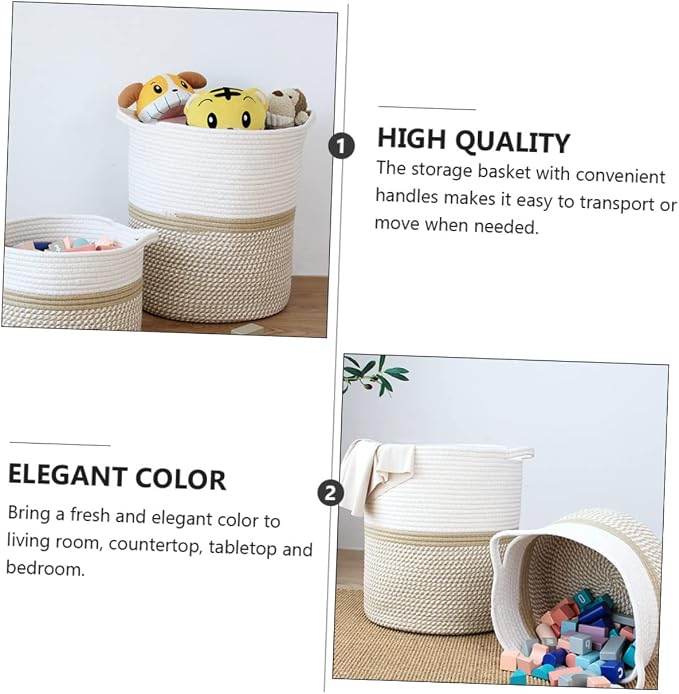 MERRYHAPY Multifunctional Rope Storage Basket for Pet Toys Laundry and Sundries Stylish Organizer Bin Portable Handle