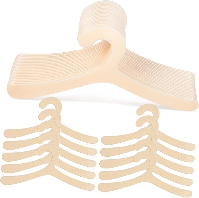 ABOOFAN 40 Pcs Pet Apparel Hangers for Small Dogs and Cats Beige Plastic Clothing Rack Lightweight Clothes Organizer to Prevent Deformation and Keep Pet Outfits Neat