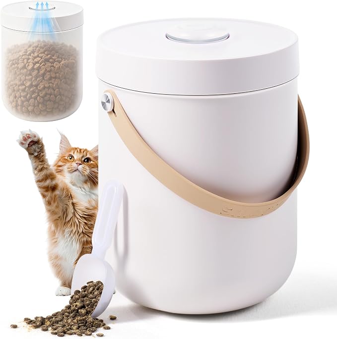 smartoo Vacuum Cat Dog Food Storage Container 10 lb, Dry Pet Food Storage | 10.6 Qt Airtight Cat Food Storage Container with One-Button Easy Use, Magnetic Scoop Incl., BPA-Free, Durable, Rechargeable