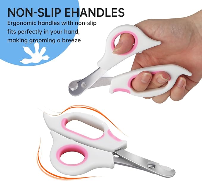 KEUYE Bearded Dragon Nail Clippers,Stainless Steel Bearded Dragon Toe Nail Clippers with Precise Angled Edges (Pinky White)