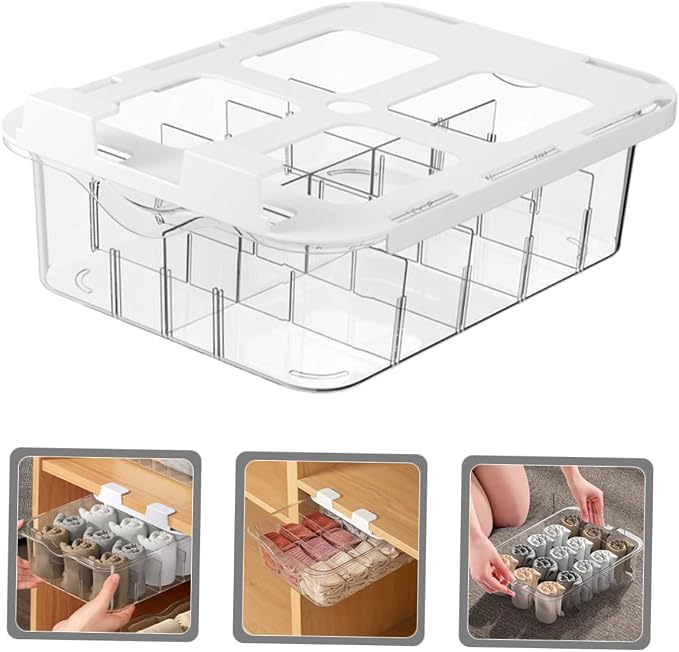 Cabilock Drawer Type Socks Holder 15 Compartment PET Organizer for Closet