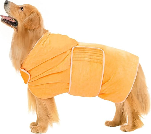 Avont Dog Bathrobe - Super Absorbent Pet Drying Towel Bath Robes After Bath Shower Swim Wet Walk for Puppies -Yellow(XL)