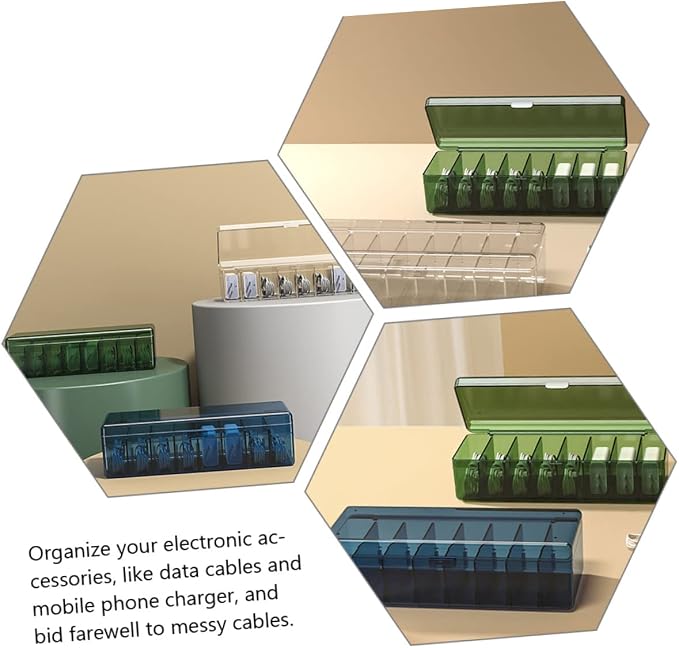 SHOWERORO 2pcs Cable Management Box Lid Dustproof Cord Storage Organizer for Phone Chargers and USB Cords for Office and Home Desk Organization