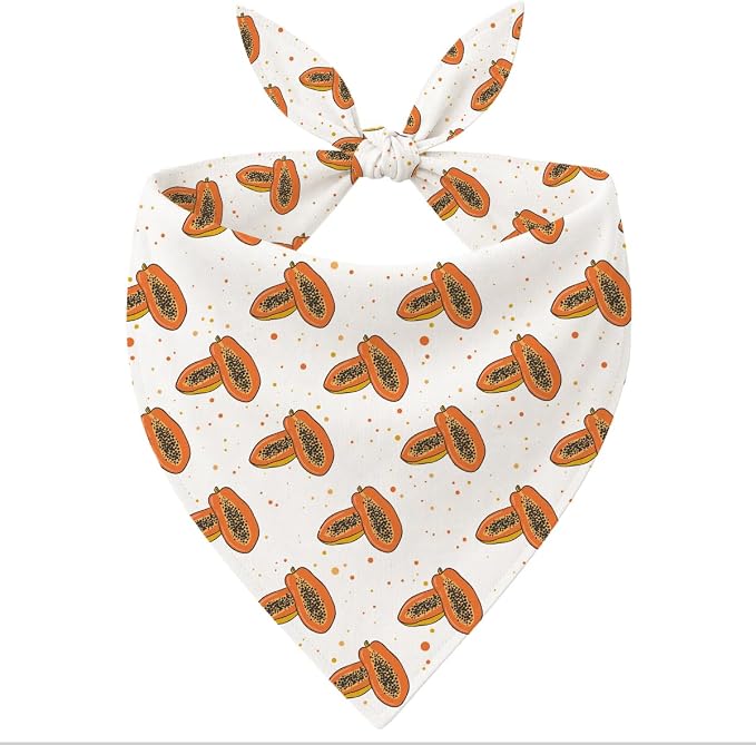 Papaya Dog Bandana, Tropical Fruit Pattern Pet Triangle Scarf for Small Medium Dogs, Cute Puppy Bandana for Daily Wear Walks Picnic Birthday Party Family Photos