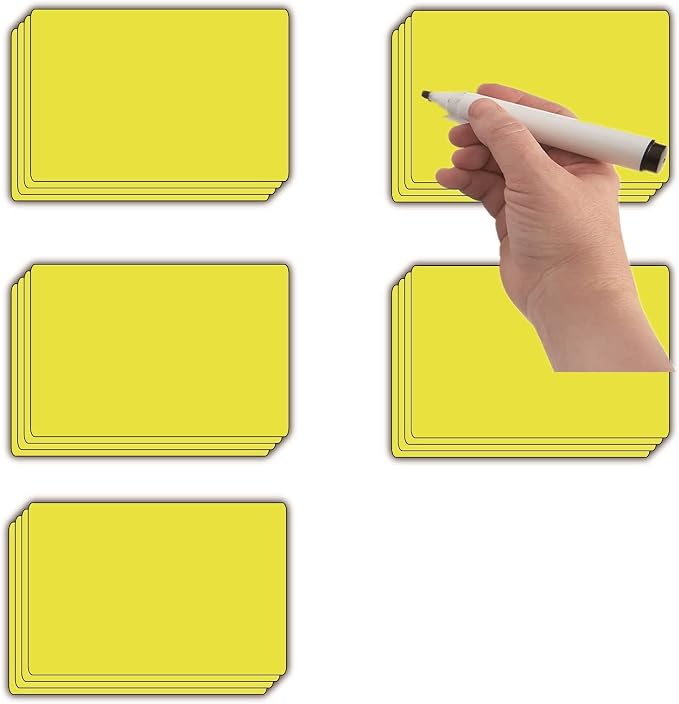 STTMGN Dry Erase Big Magnetic Labels (4.8x3.2,Pack of 20),Large Write On Magnets Name Tags Sticker,Waterproof/Reusable for Refrigerator&Lockers&Whiteboard&Cabinet(Yellow)