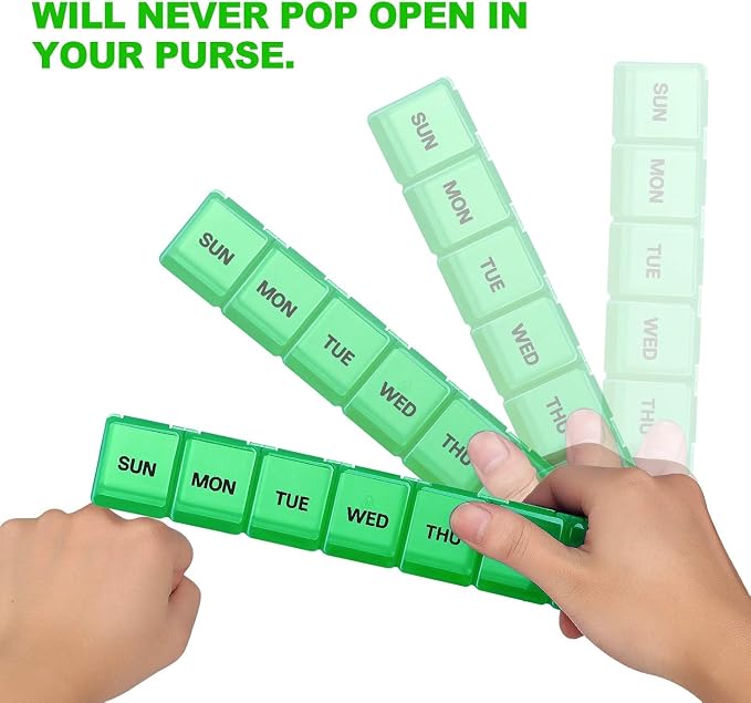 Pill Organizer 7-Day Weekly Pill Organizer | Portable Medicine, Daily Pill Cases for Pills/Vitamin/Fish Oil/Supplements