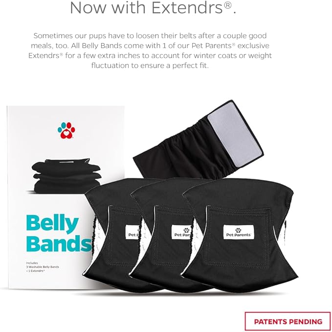 PET Parents Washable Belly Band Male Dog Diapers, Dog Wraps and EXTENDRS, Black, X-Large: 2