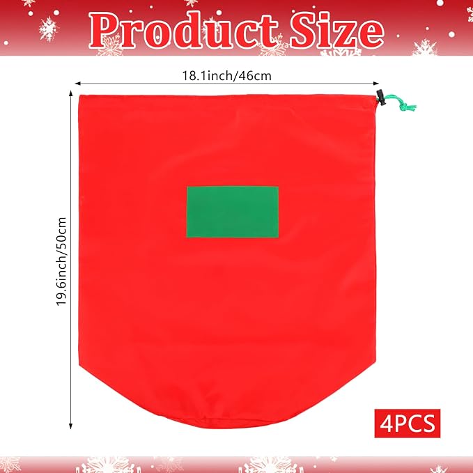 4Pack 21 x 12 Inch Christmas Inflatable Decorations Storage Bags Drawstring Waterproof Christmas Storage Containers with Blackboard for Xmas Ornaments Accessories Organizer