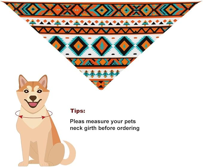 Lightweight Adjustable Pet Scarves Indiana Western Southwest Tribal Ethnic Aztec Geometric for Dogs and Cats Picnic, Camping, Beach Outings, Going Out, Casual Daily Use