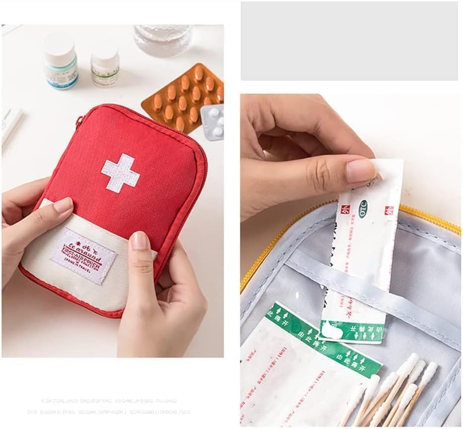 Pink First Aid Bag Empty, Empty First Aid Pouch, Mini Portable Medical Bag for Outdoor Camping Hiking Traveling Emergency Bag, Sports and Outdoors, First Aid Kits (Small)