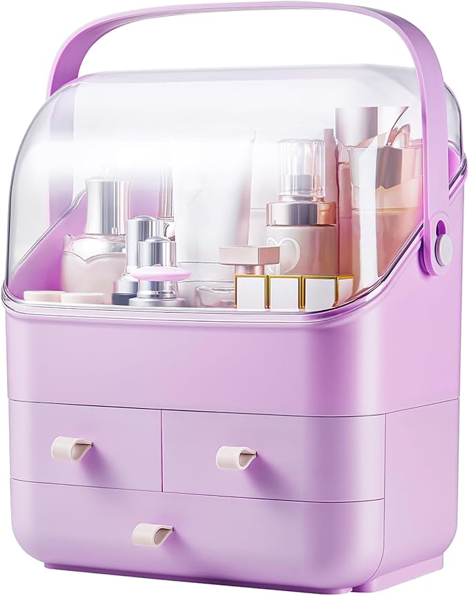 SUNFICON Makeup Organizer Holder Cosmetic Storage Box and Cotton Pads Holder Organizer