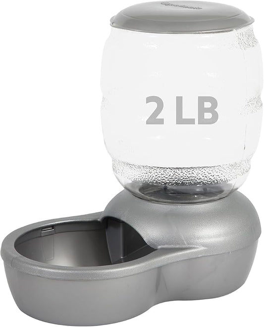 Petmate Replendish Feeder with Automatic Cat and Dog Feeder Grey, 2lb, Made in USA