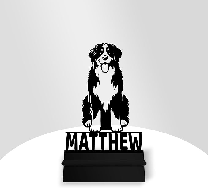 Personalized Bernese Dog Phone Holder, Custom Name Metal Desk Stand, Cute Pet Accessories Dock, Tablet, Smartphone Display Stands, Gifts for Friends, Animal Lovers, Teens, Christmas