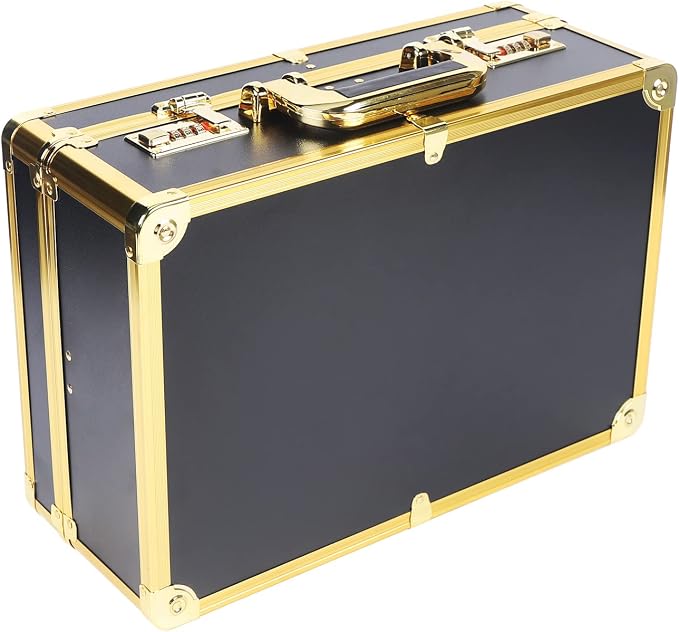 Barber Beauty Salon Tool Kits Storage Travel Carry Case,Hairdresser Salon Trimmer Holder Organizer Box with Lock,Barber Carrying Case for Hair Stylist Pet Groomer (Gold)